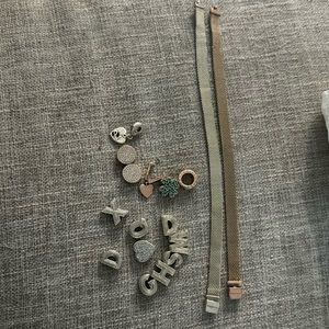 2 used (silver and rose gold) bracelets and 15 charms pandora authentic